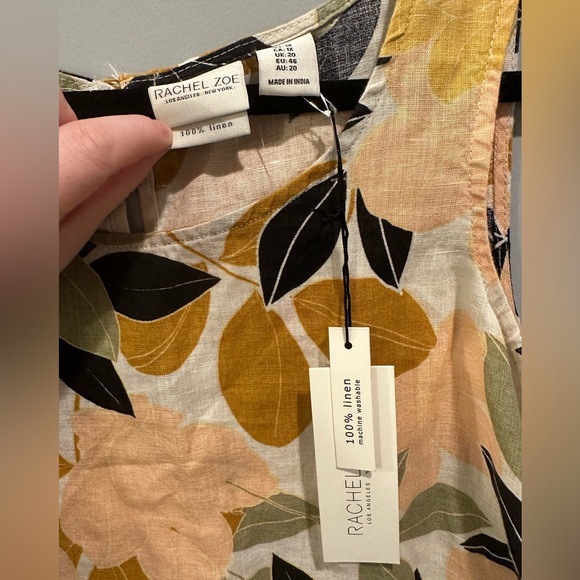 NWT Rachel Zoë 100% Linen Dress Size 1X Floral - Picture 3 of 3